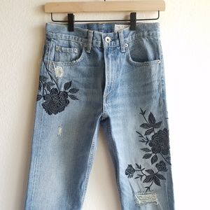 **SOLD** Rag and Bone High Rise Embroidered Jeans